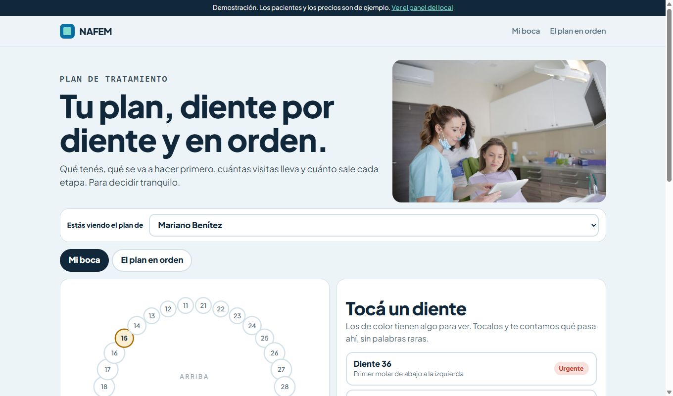 Plan de tratamiento de un paciente con la boca, los pasos y el costo de cada etapa